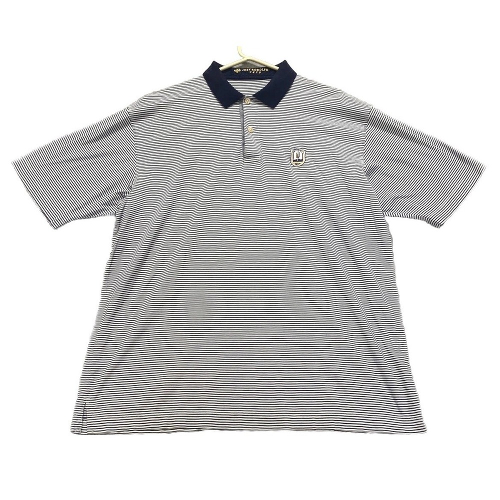 Joey Rodolfo 1879 Polo Shirt Mens XL Blue White Striped Logo PVCC Golf Cotton